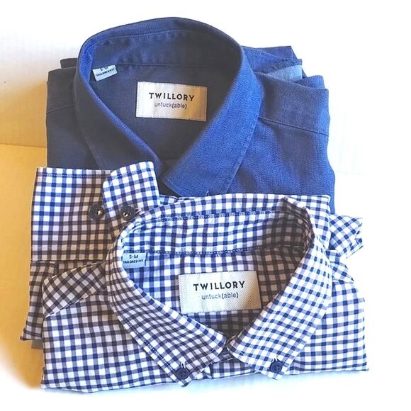 Twillory Untuck(able) NEW Lot of TWO Button Down Tailored Fit Shirts S/M - Picture 1 of 16